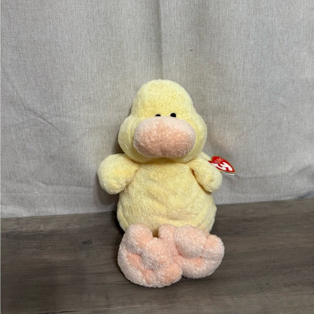 Ty Plush Yellow Duck with Pink Beak and Feet